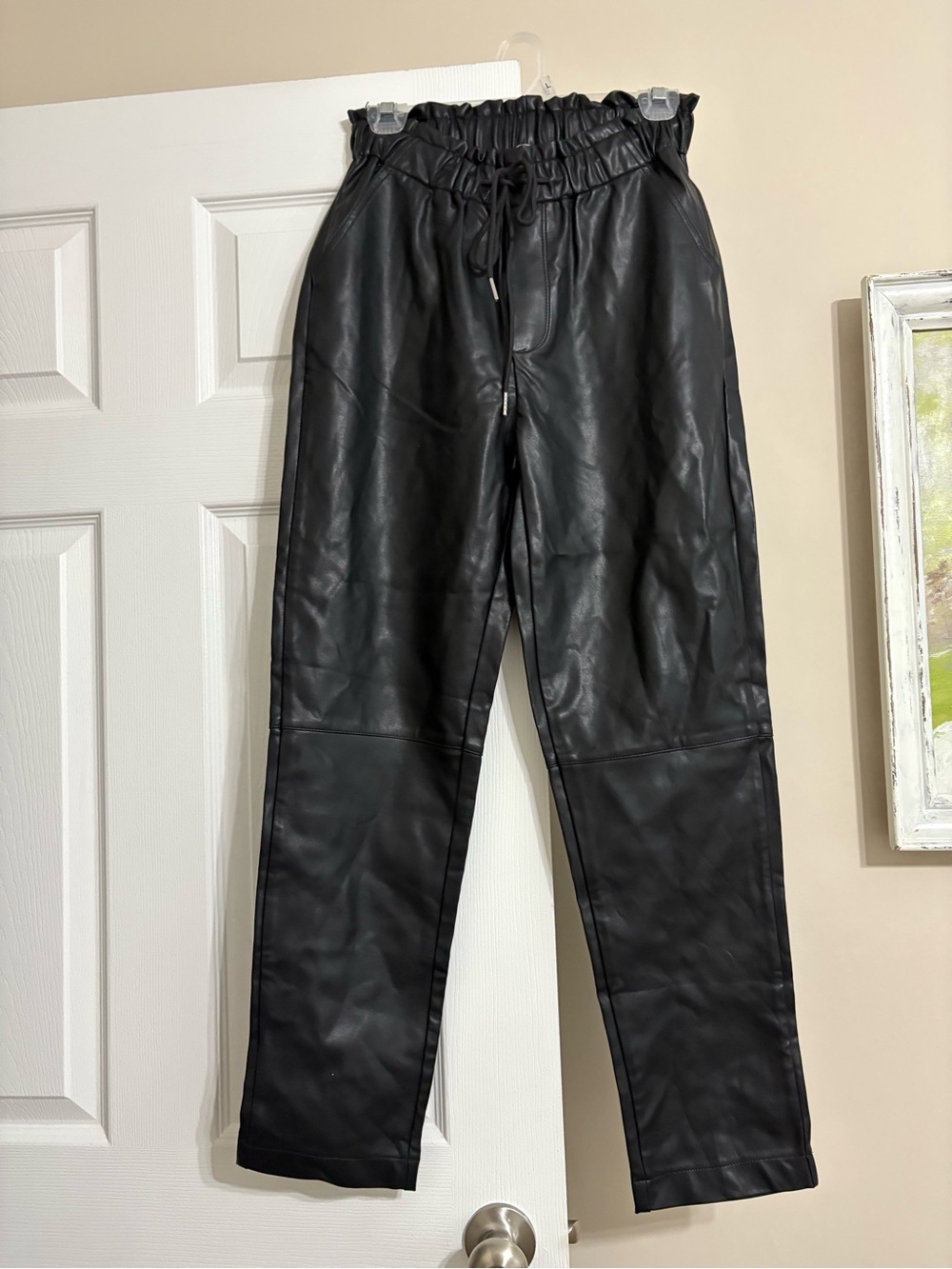 NWT Molly Bracken Black Faux Leather Pants High Rise Waist size medium